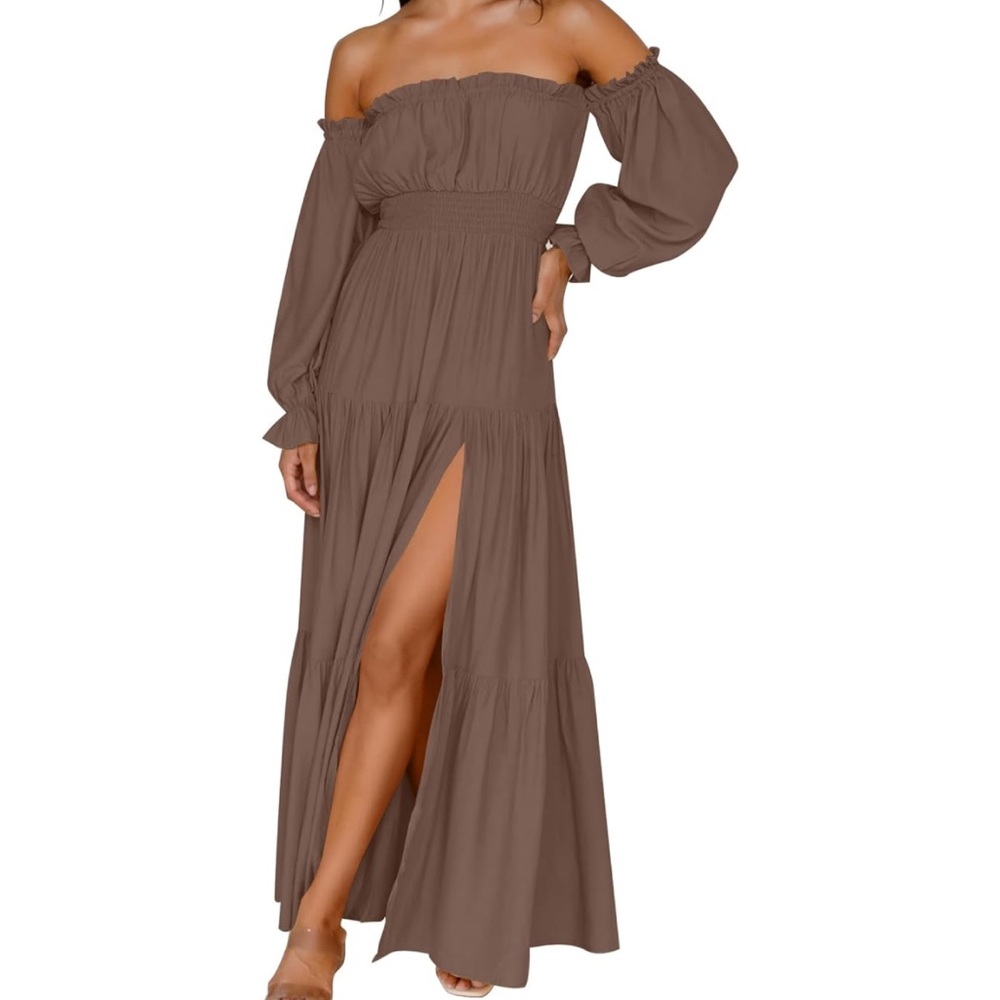 Boho Off Shoulder Flowy Maxi Dress